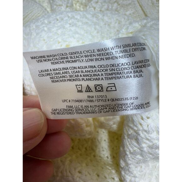 Gap Women’s Textured Sweater Sz L Marshmallow Loose Knit New Split Side - Picture 10 of 11